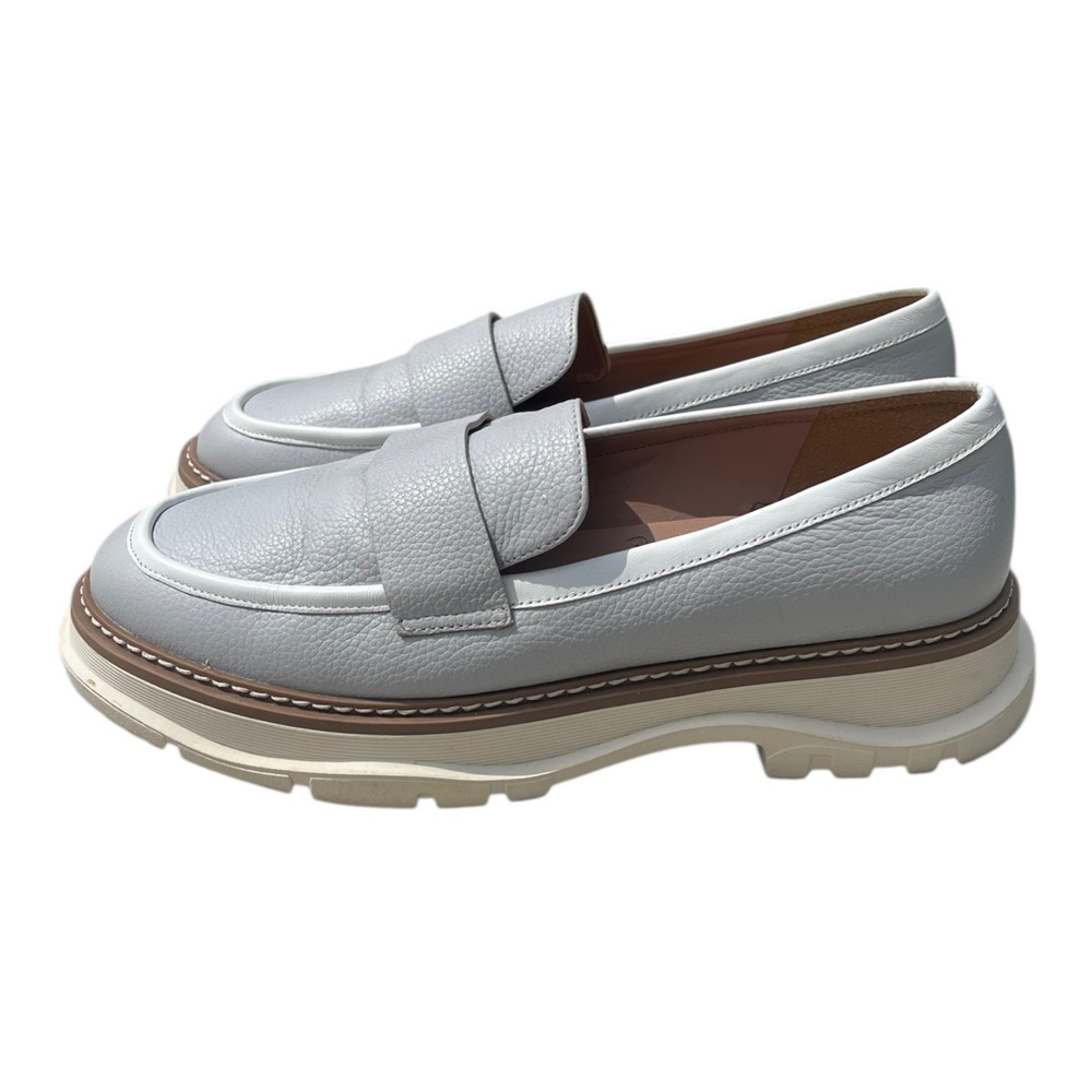 Linea Paolo Minka Gray White Chunky Thick Soles Preppy Leather Loafers Size 9 - Picture 6 of 14